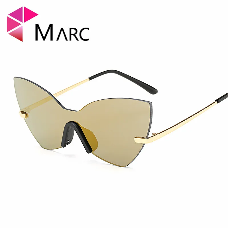 Марка UV400 женские новые очки круглые дизайнерские солнцезащитные очки Oculos пластиковые розовые золотые градиентные зеркальные безободковые - Цвет линз: C2