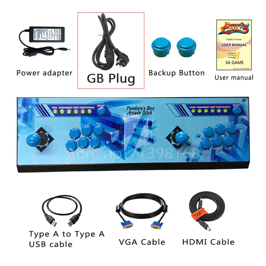 1 GB plug Pandora's box 5 HD 720 P 960 в 1 игровой автомат usb Джойстик Аркада 2 проигрывателя управляющая машина/pandora box - Цвет: 1 GB plug