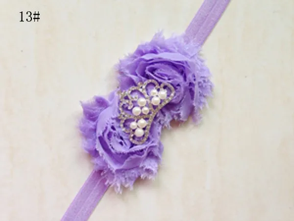 Новинка девочки принцесса проект "Корона" Hairbow двойной потрепанная повязка на голову для новорожденных; повязки на голову для девочек, повязка на голову в стиле «потертый шик повязка на голову 120 шт./лот
