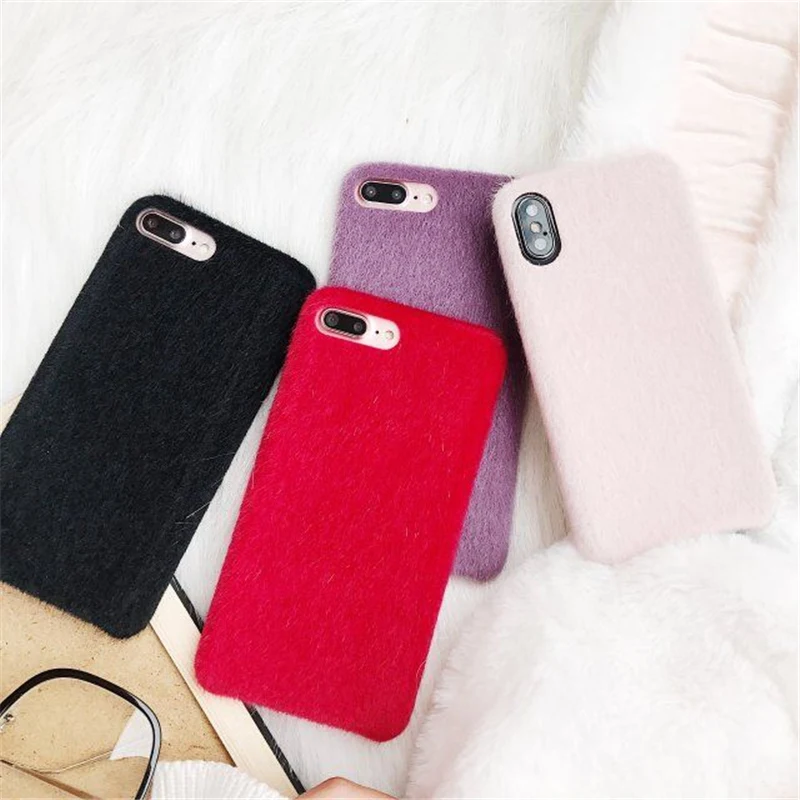 Мягкий плюшевый чехол из искусственной кожи для телефона iPhone XS MAX XR X силиконовая