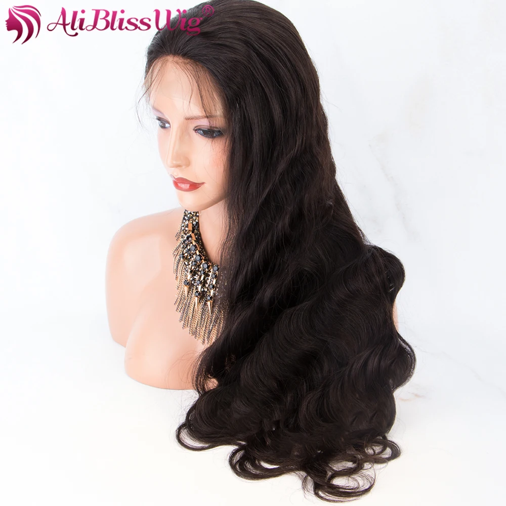AliBlissWig Pre Plucked Lace Front Human Hair Wigs With Baby Hair Brazilian Remy Medium Cap Medium Brown Body Wave  (1)