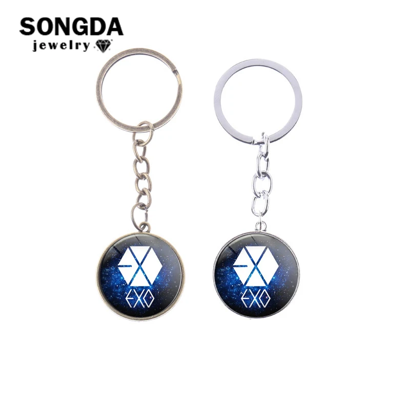 KPOP Keychain Harajuku EXO Logo Starry Sky Pattern Badge Key Chain Hip Hop Bag Purse Pendant Fans Keyring Jewelry Gift Wholesale | Украшения