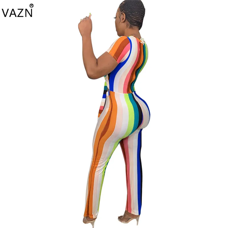 VAZN/лето,, сексуальный клубный стиль, однотонный, разноцветный, короткий рукав, открытая повязка, топ, прямой длинный комбинезон, WNY8811