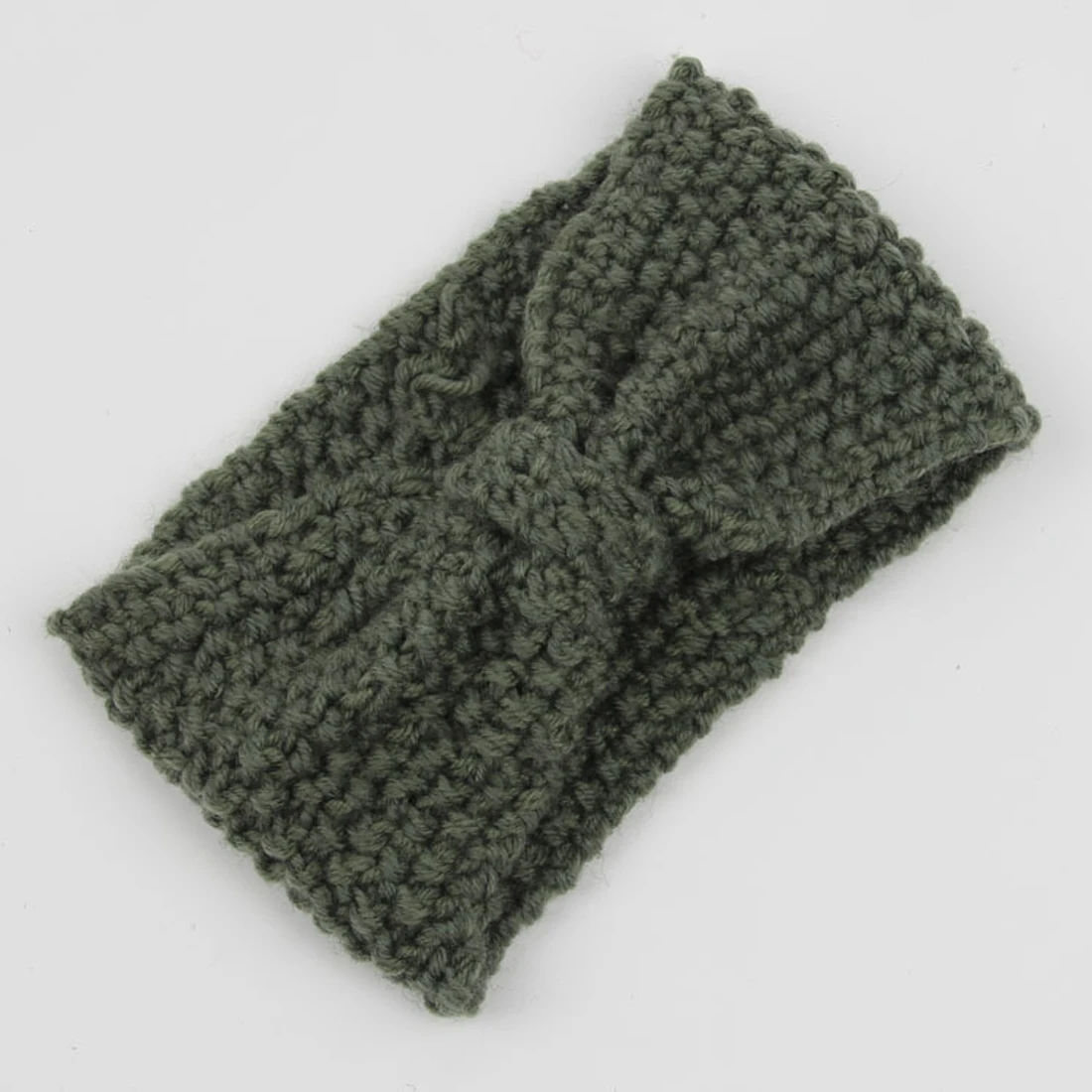 Dark Green Зимняя Теплая повязка на голову женская мода эластичная шерсть вязаная головная повязка для волос девушки элегантные волосы лента аксессуары - Цвет: Dark Green