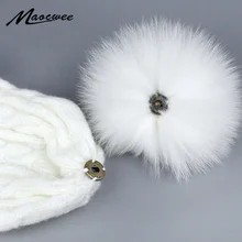 Женские шапки с помпоном из натурального меха лисы Меховые