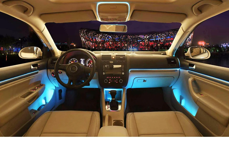 LED Cold light line Car Decorative light Ambient Light auto backlight Fluorescence R G B Yellow White ICE BLUE Pink Purple 5V (1)