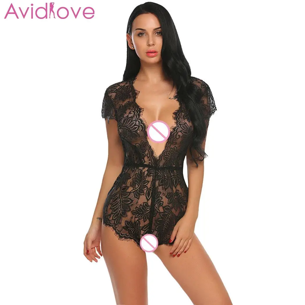 B Avidlove женское Эротическое белье цветочный сексуальный эротический плюс размер боди для женщин кружевная ночная рубашка порно одежда - Цвет: B