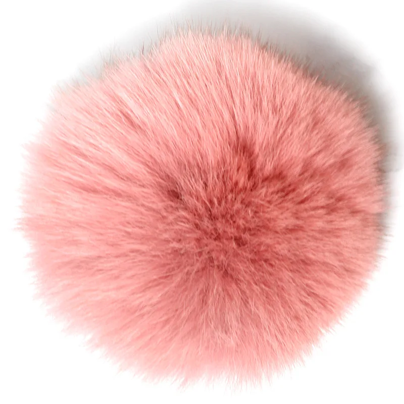Кожаный помпон из меха енота Настоящий Лисий Мех Шар шапка 15 см капот натуральный пушистый шар шапка зимние аксессуары вязаная шапка и шарф - Цвет: Pink B