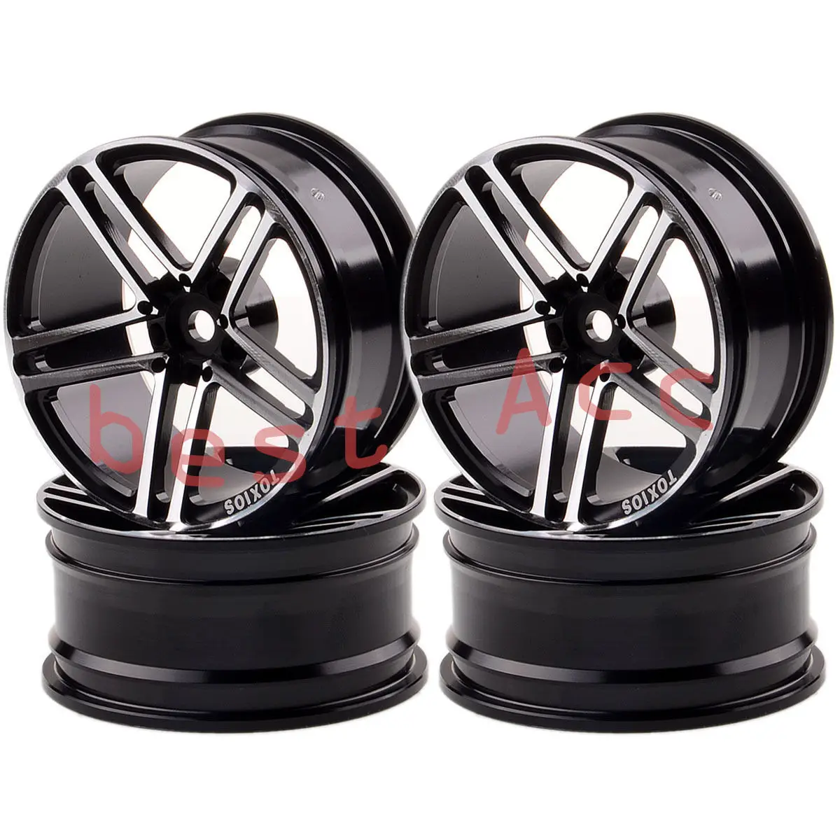 

On-Road Drift Sakura HSP Tamiya 5 Spoke AMG Wheel Hub Cars 4xWheels Rim 1054 BLACK Alumin 1/10