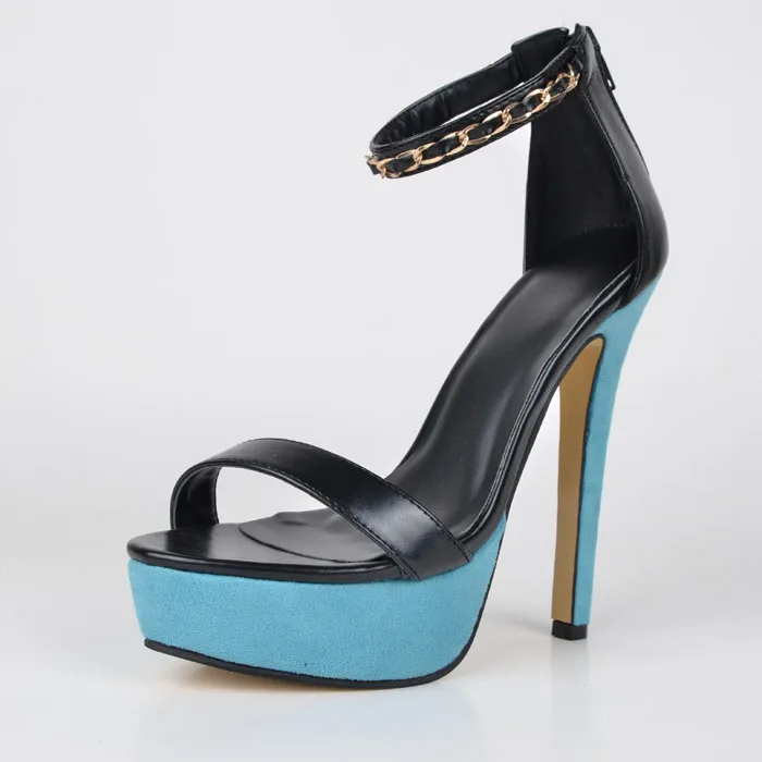 

Black and Blue Ankle Strap Suede Platform Women Sandal High Heel Ladies Shoes Online Summer Shoes For Women Online Wholesale