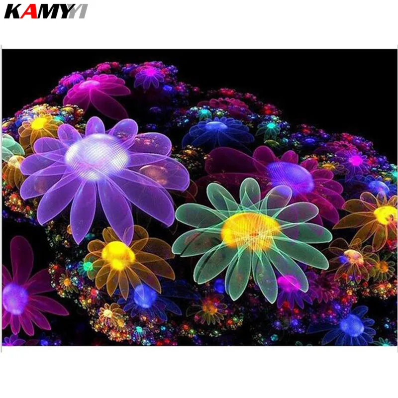 

3D Diy Diamond Painting Rhinestones Set Embroidery Abstract Yarn Dyed Three Dimensional Wall Decoration Cross Stitch Flower XY1