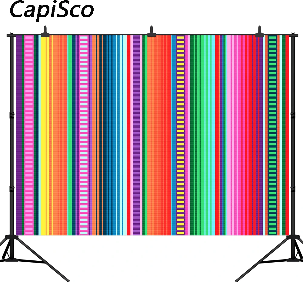 

Capisco Mexican Stripes Photography Backdrop Colorful Mexico Stripes Table Cover Party Supplies Mexican Theme Party Banner