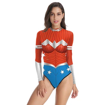

Wonder Woman Diana Prince swimsuits Cosplay Costume Women Girls Sexy Bikini Swimwear Bodysuit 3D printing Spiderman Jumpsuits