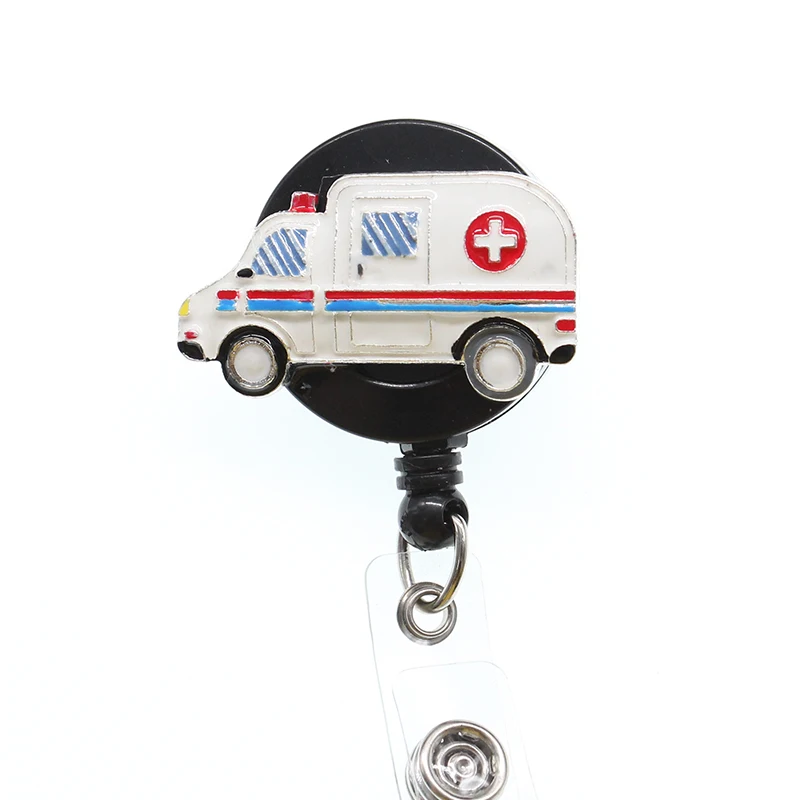 

10pcs/lot sparkly rhinestone medical nurse style ambulance/doctor hat/heart Retractable id badge holder reel