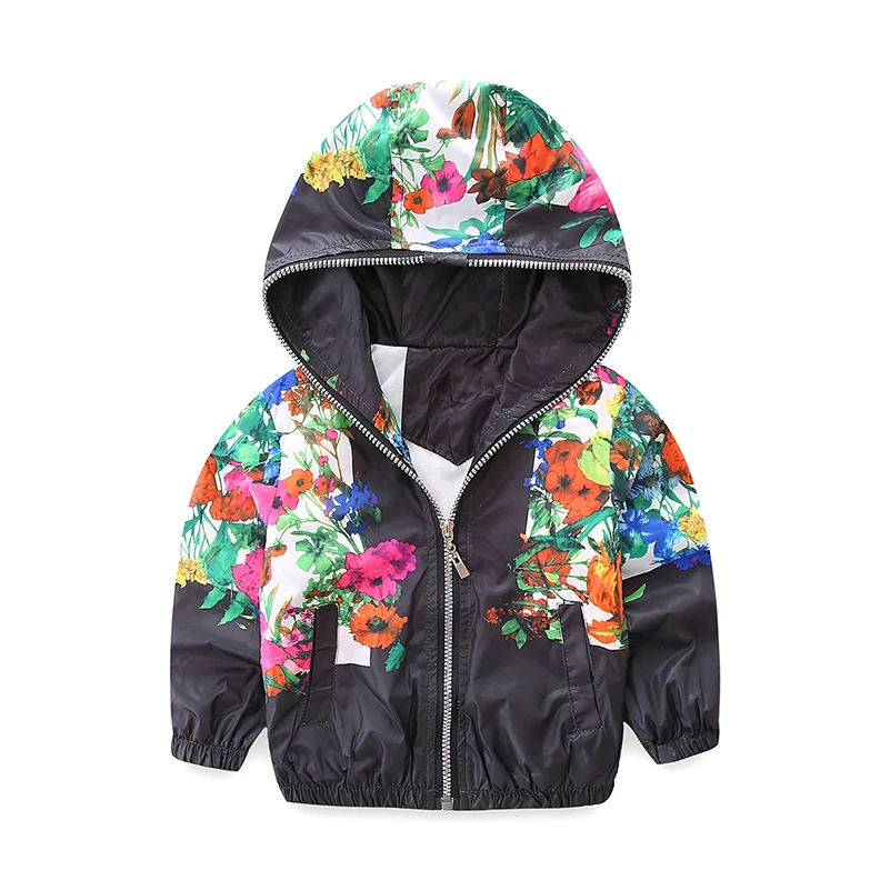 

Mudkingdom Toddler Girls Hooded Floral Jacket Kids Sport Outerwear Zipper Baby Girl School Clothes Casual Children Clothing