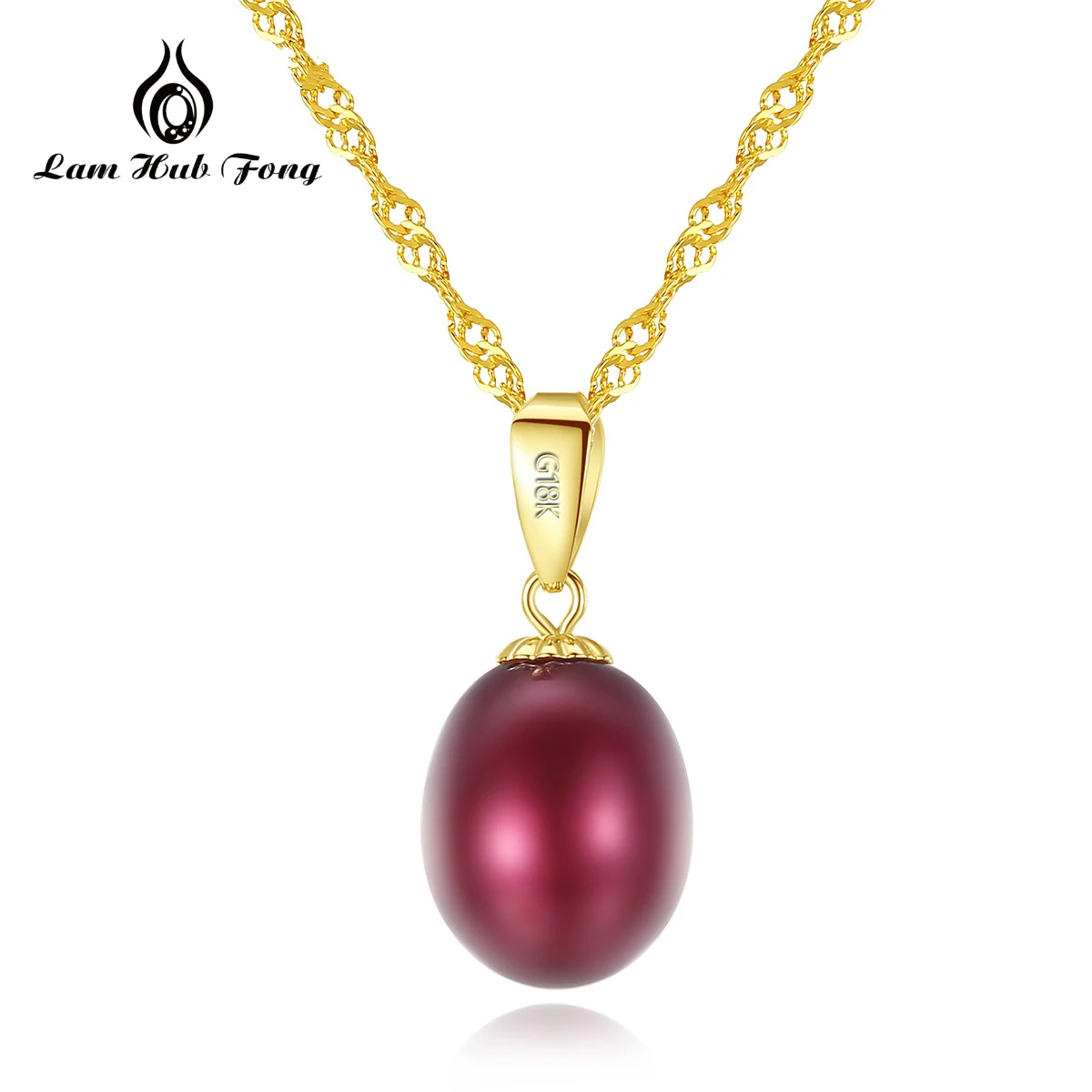 

18K Yellow Gold Pendant red Freshwater Pearl Pendant Necklace Gift For Women Brand Party Pearl Pendants With 45cm 925 chain