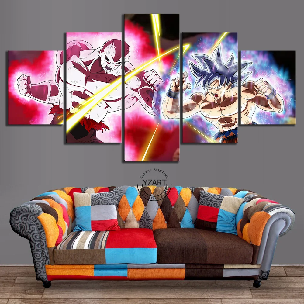 

5 Piece Jiren Vs Ultra Instinct Goku Dragon Ball Super Anime Poster Canvas Art Wall Paintings for Living Room Decor