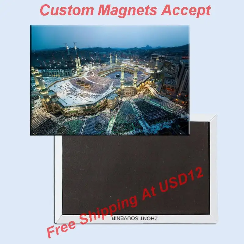 

Rectangle Rigid Magnets ,The Great Mosque in Mecca Rectangle Metal Fridge Magnet 5520 Tourism Souvenir
