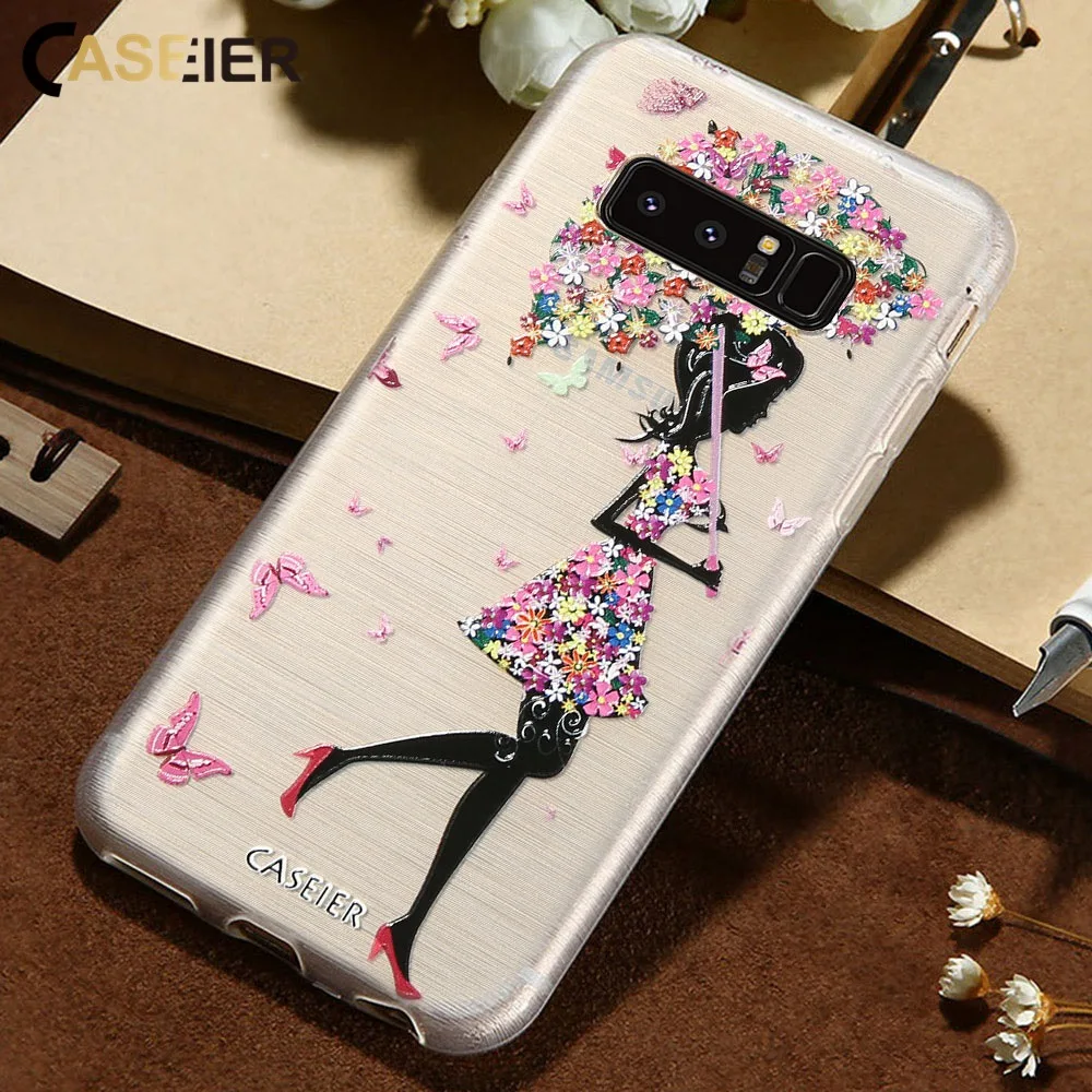 Caseier Телефон чехол для Samsung S6 S7 Edge S8 Plus Note 8 Чехол Мягкие TPU Ультра-тонкие цветы