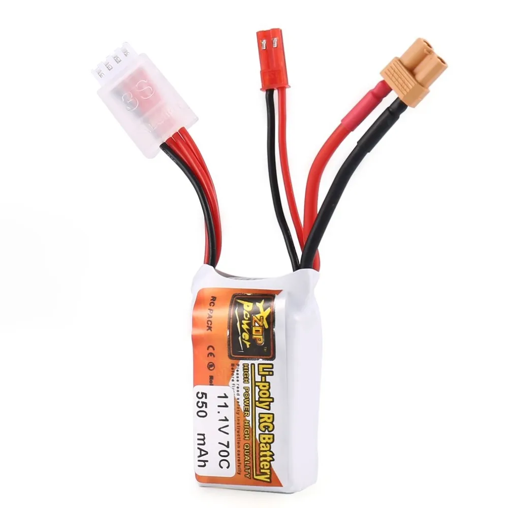 

ZOP Power 11.1V 550mAh 70C 3S 1P Lipo Battery JST XT30 Plug Rechargeable for RC Racing Drone Helicopter Car Boat Model