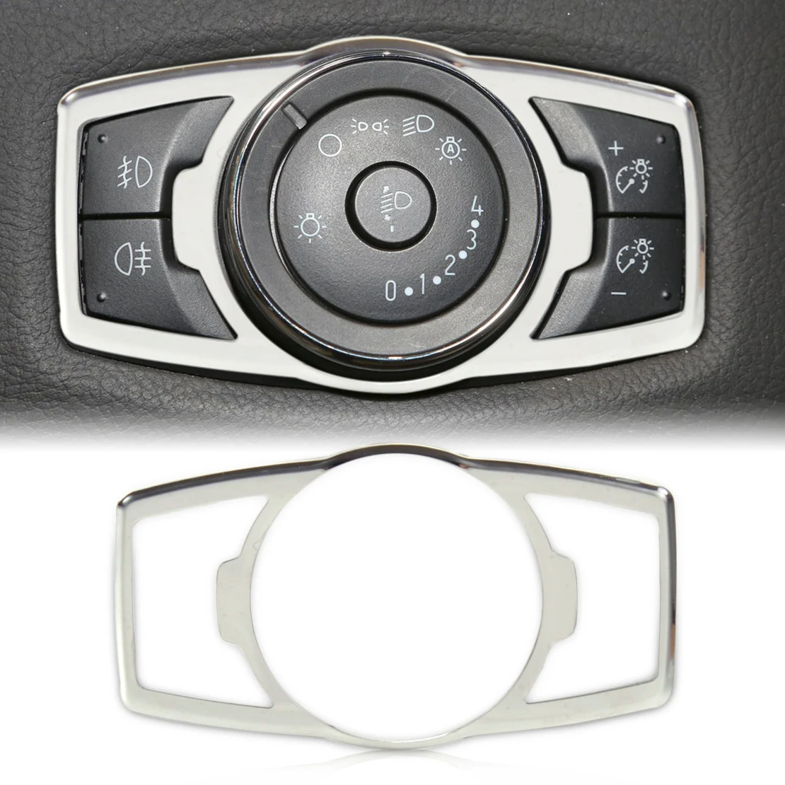 

DWCX car-styling 1pc ABS Plastic Chrome Fog Head Light Switch Button Cover Trim For Ford Focus Explorer Escape Kuga Edge 2013