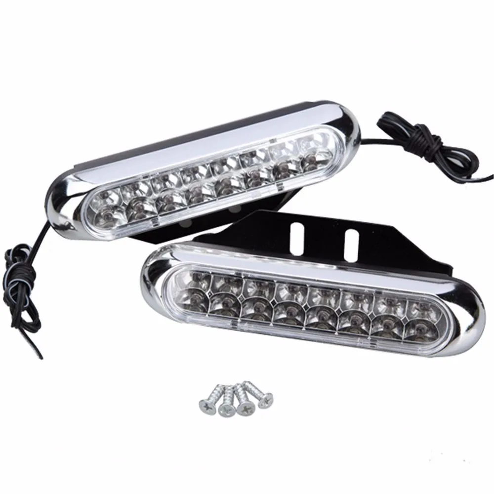 

kongyide car lights 2x Universal 16 LED Car Van DRL Day Driving Daytime Running Fog White Light Lamp led car lights exterior