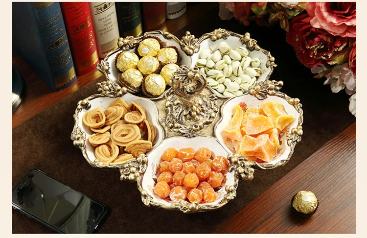Европейский роскошный дом фрукты из смолы тарелка украшения креативные три набора конфет коробка для хранения еды для перекуса офис кофе орнамент ремесла Декор