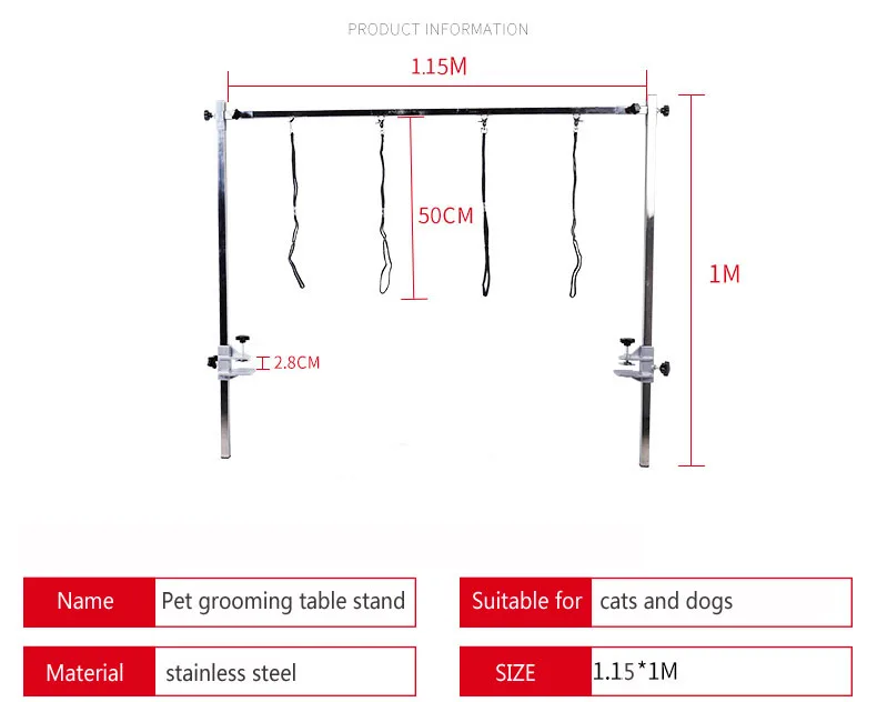16%, Настольная вешалка для ухода за домашними животными, подставка из нержавеющей стали для профессионального стола для собак, аксессуары для собак с 4* стропами 2* зажимами