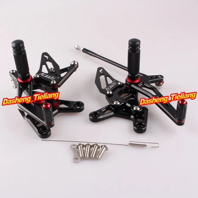 

CNC Rearset Rear Set Footpegs For Kawasaki Ninja ZX6R 2007 2008 Aluminum Alloy Black, Adjustable