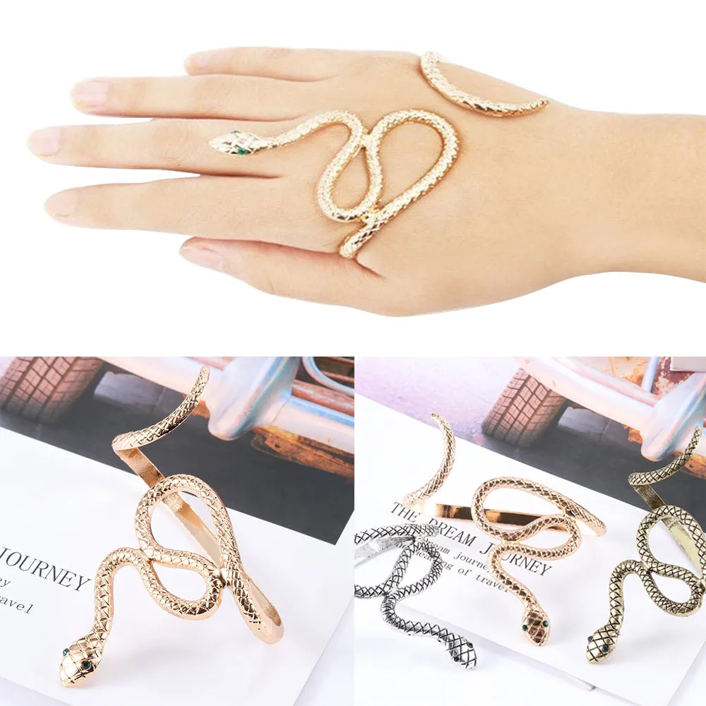 

1 pcs Unique Unisex Punk Snake Crystal Hand Palm Bangle Cuff Open Bangle Simple Delicate Jewelry Gift