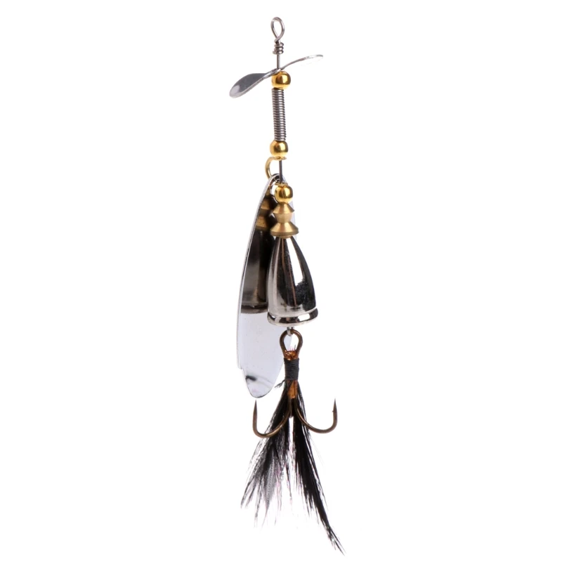 

Metal Fishing Lure Sequins Spinner Spoon Baits Feather Fishhook Tackle 9cm 11g