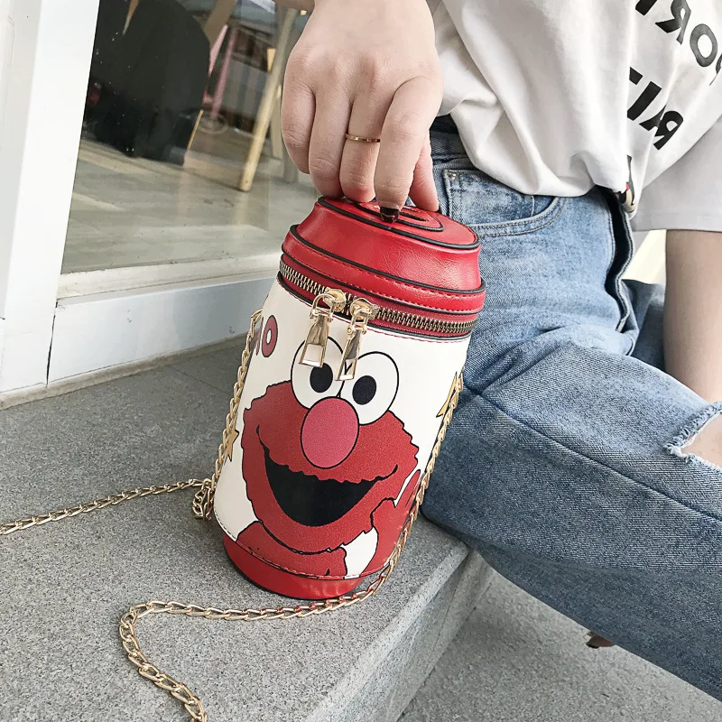 

Fashion Cute Cartoon Canned Design Pu Cylindrical Girl's Shoulder Bag Tote Crossbody Mini Bag Casual Purse Bolsa Women bags C198