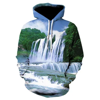 

Stylish men's/women's 3D sweatshirt print hoodie, waterfall background landscape jumper thin hoodie plus-size free shipping
