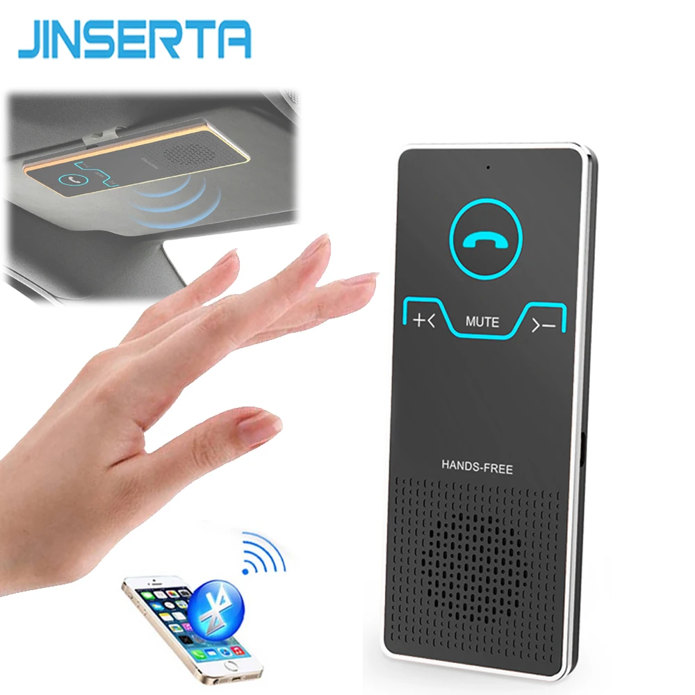 JINSERTA, беспроводная гарнитура, Bluetooth, автомобильный комплект, элегантный, Hands Free, передатчик, громкая связь, с автомобильным зарядным устройством для телефона