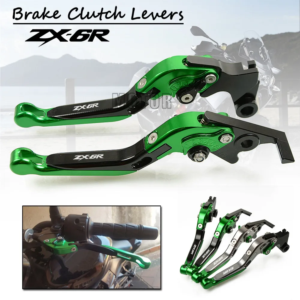 CNC Алюминий мотоциклетные регулируемые складные сцепные рычаги для Kawasaki ZX6R/ZX636R/ZX6RR мотоцикл Складная ZX 6 636 R RR