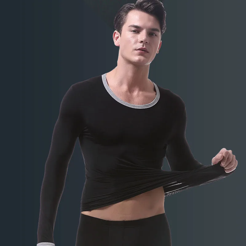 Men Underwear One Set Winter Men Thermal Underwear Sexy Transparent Ice Silk Long Johns Men Soft