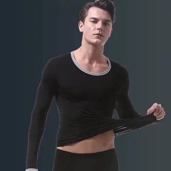

Men Underwear One Set Winter Men Thermal Underwear Sexy Transparent Ice Silk Long Johns Men Soft Solid Color Underwear Warm Sets