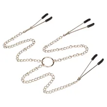 Sex-3 IN 1 Nipple Clamps Breast Labia Clips and Metal Chain Fetish Toys For Women RJ020