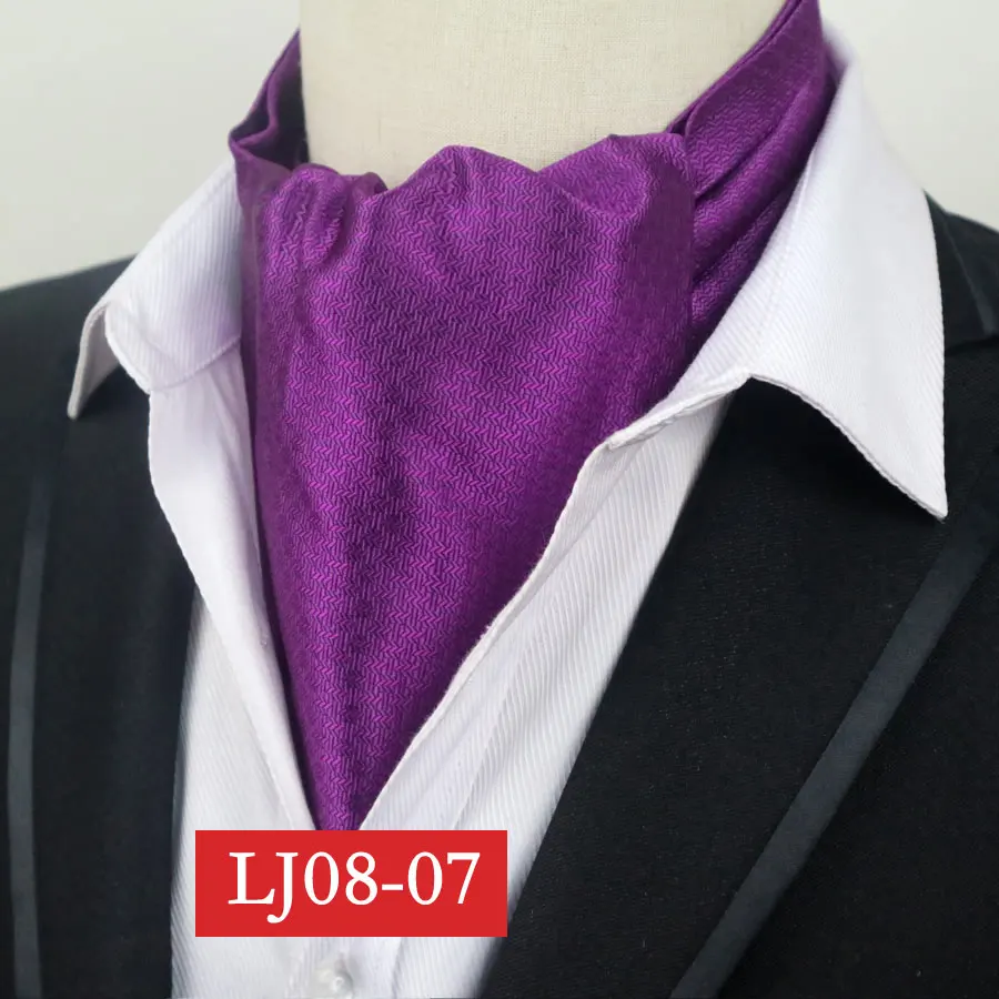 YISHLINE мужской красный фиолетовый черный в горошек модный официальный Шелковый шейный платок Аскот галстук джентльмен самозавязывающийся полиэфирный шелковый галстук