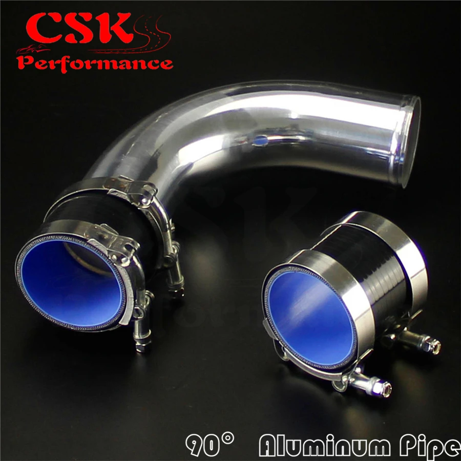 90Deg 76mm 3" Aluminum Intercooler Piping pipe Tube+Silicone hose w/ T