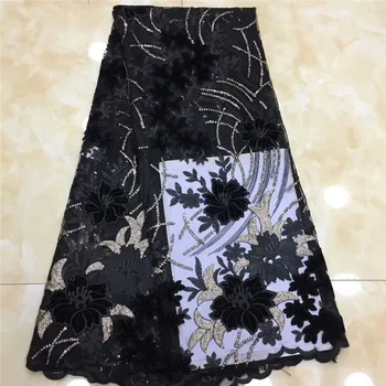 

French Laces Fabrics High Quality Tulle African beads Lace Fabric For Wedding Nigerian Tulle Lace Material for dress x15-51