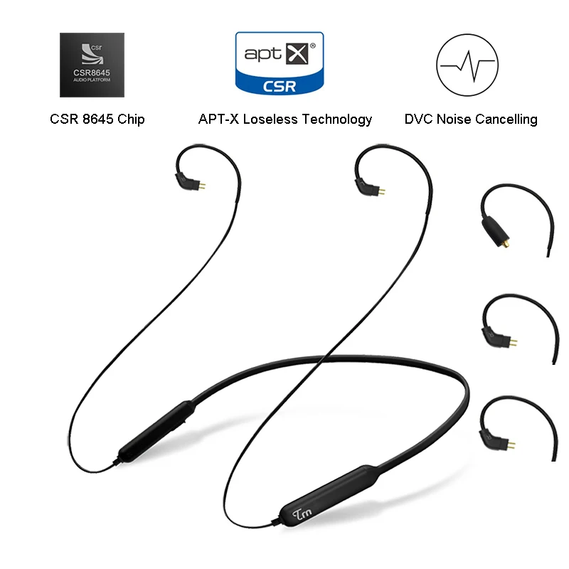 

CSR8645 APT-X Loseless 0.75mm 0.78mm MMCX V4.1 HiFi Bluetooth Earphone Receiver Cable with Mic Control for V10 V20 SE215 535 846