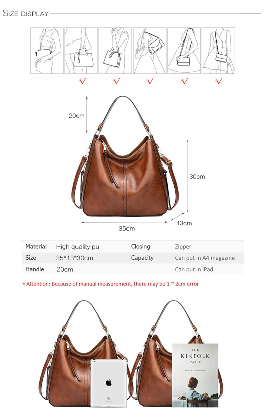 Женская сумка через плечо, женская новая брендовая Повседневная Большая сумка, высокое качество, искусственная кожа, женская сумка-хобо, сумка-мессенджер