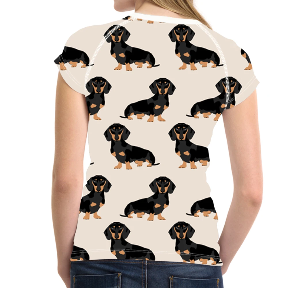 Бесшумная женская футболка Забавный принт Doxie Dog такса Женская Повседневная Harajuku