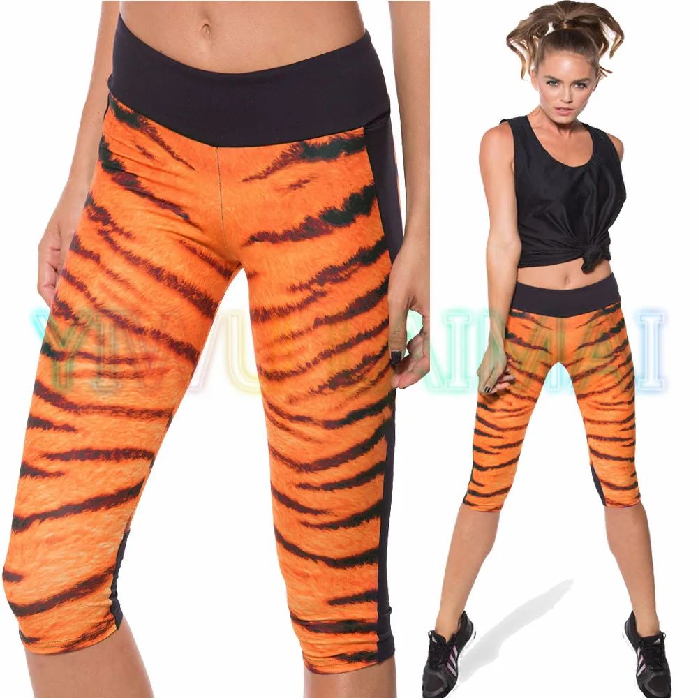 JIGERJOGER 2016 Spring Hiking Wild Animal Tiger Skin Printed Shorts