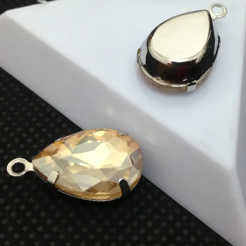 13x18 мм Teardrop Стекло камень в Кулон Коготь Установка, капли Шарм, груша кулон - Цвет: gold champagne