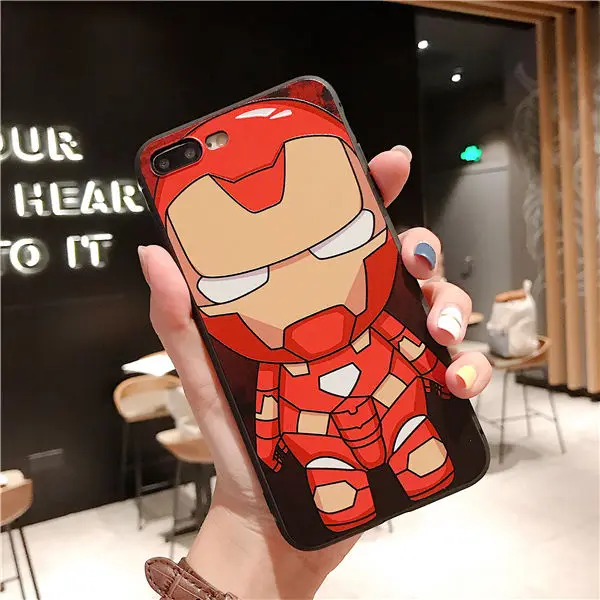 Милый Мультфильм Человек-паук Супермен Ironman герои Marvel чехол для iPhone XS MAX X XR XS iPhone 7 8 6S 6 Plus силиконовый чехол для телефона - Цвет: Iron