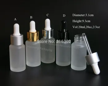 

200 x 20ml Refillable cylinderical glass dropper container 20cc 2/3oz empty Frost glass e liquid Essential Oil Containers Jars