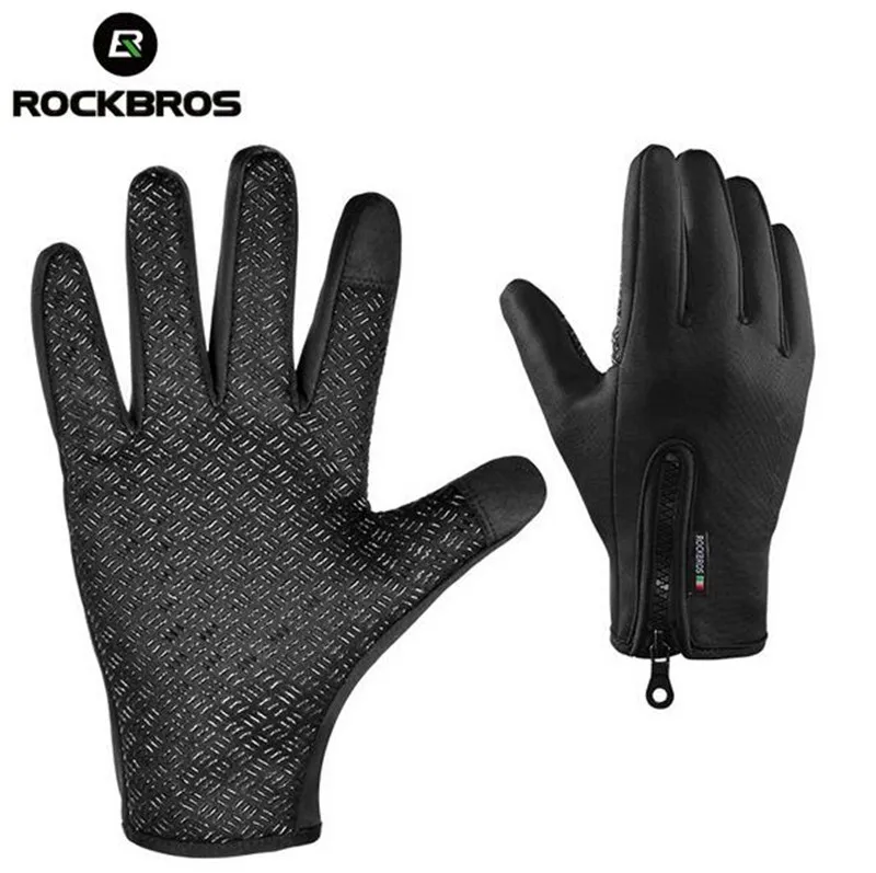 ROCKBROS Fleece Thermal Winter Warm Cycling Long font b Gloves b font Screen Sports font b