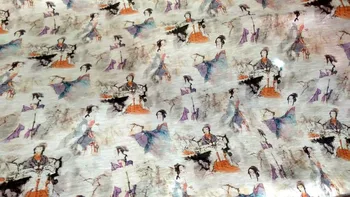 

High-quality Japan flax Fabric For Sewing Beauty printed dress silk linen Fabric meter cloth tissu coton Textile material